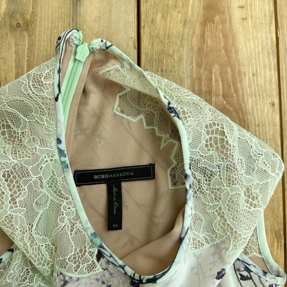 BCBGMaxazria  Gwyneth Floral Dress‎ Nature light Mint Lace - Picture 9 of 9